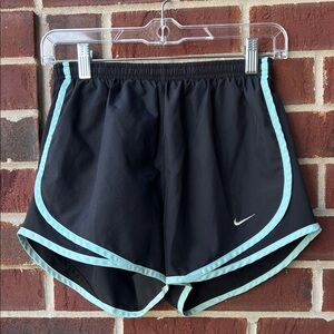 Nike Women's Black Shorts with Light Blue Trim